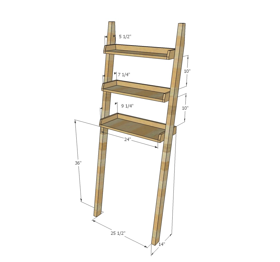 Over the Toilet Storage Leaning Bathroom Ladder Ana White